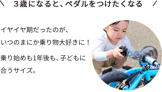 3歳になると、ペダルをつけたくなる